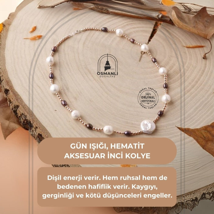 Gün Işığı, Hematit Aksesuar İnci Kolye - 2