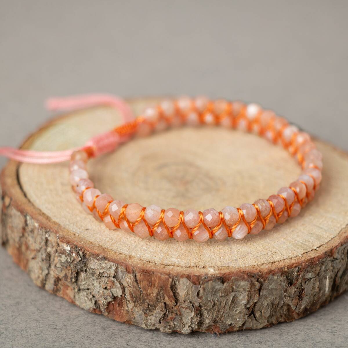 Güneş Taşı 3-4mm Çift Sıra Doğal Taş Bileklik - 1