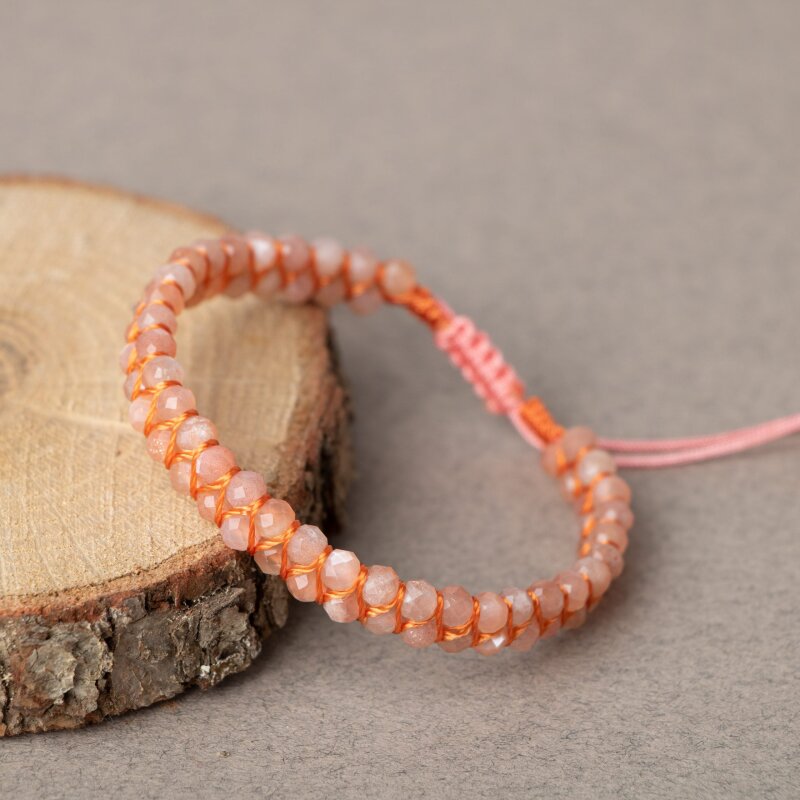 Güneş Taşı 3-4mm Çift Sıra Doğal Taş Bileklik - 4