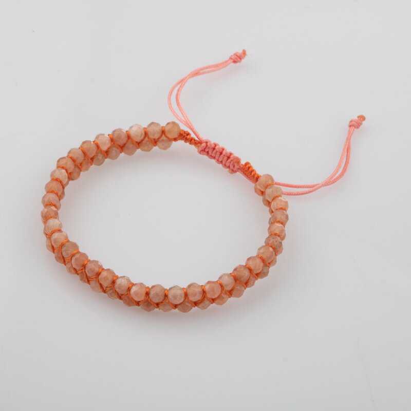 Güneş Taşı 3-4mm Çift Sıra Doğal Taş Bileklik - 5
