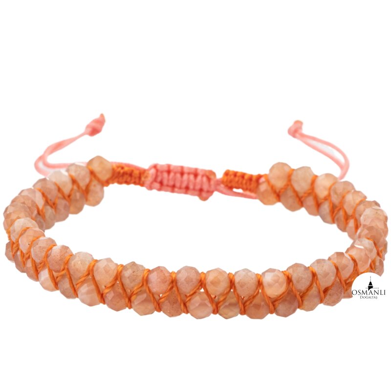 Güneş Taşı 3-4mm Çift Sıra Doğal Taş Bileklik - 6