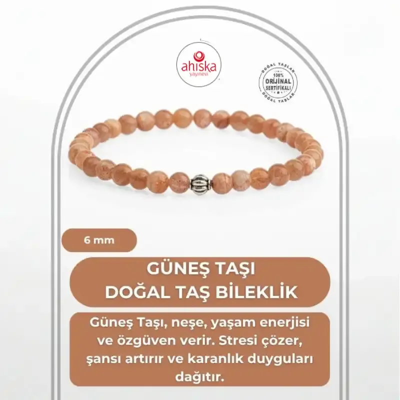Güneş Taşı 6mm Doğal Taş Bileklik