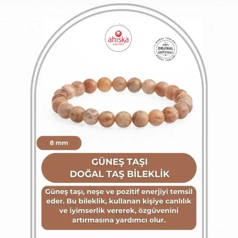 Güneş Taşı 8mm Doğal Taş Bileklik