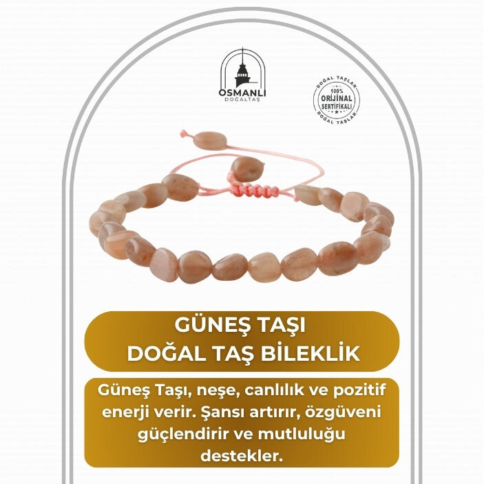 Güneş Taşı Natürel Kesim Doğal Taş Bileklik - 2