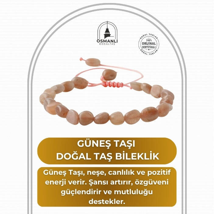 Güneş Taşı Natürel Kesim Doğal Taş Bileklik - 2