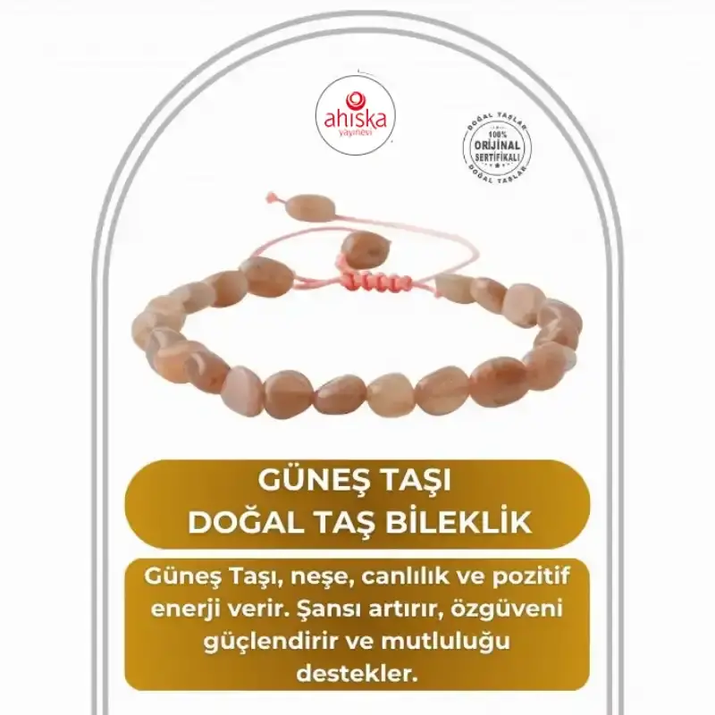 Güneş Taşı Natürel Kesim Doğal Taş Bileklik