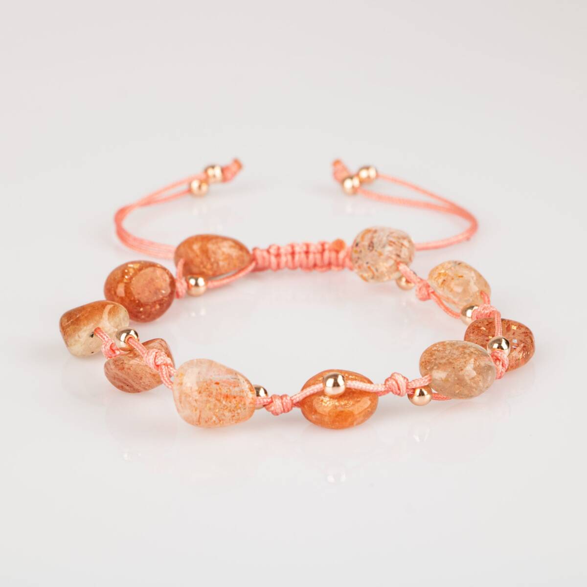 Güneş Taşı Natürel Kesim Doğal Taş Makrome Bileklik - 6