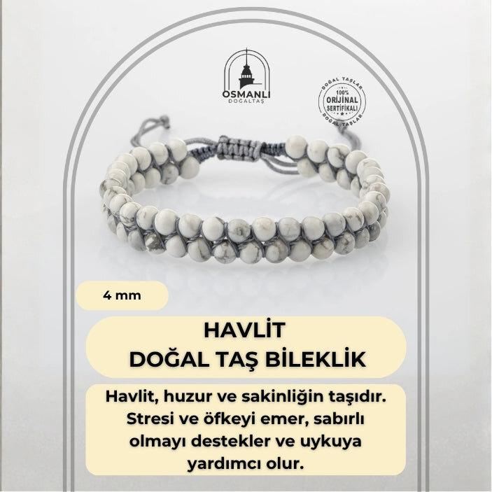 Havlit 4mm Çift Sıra Doğal Taş Bileklik - 2