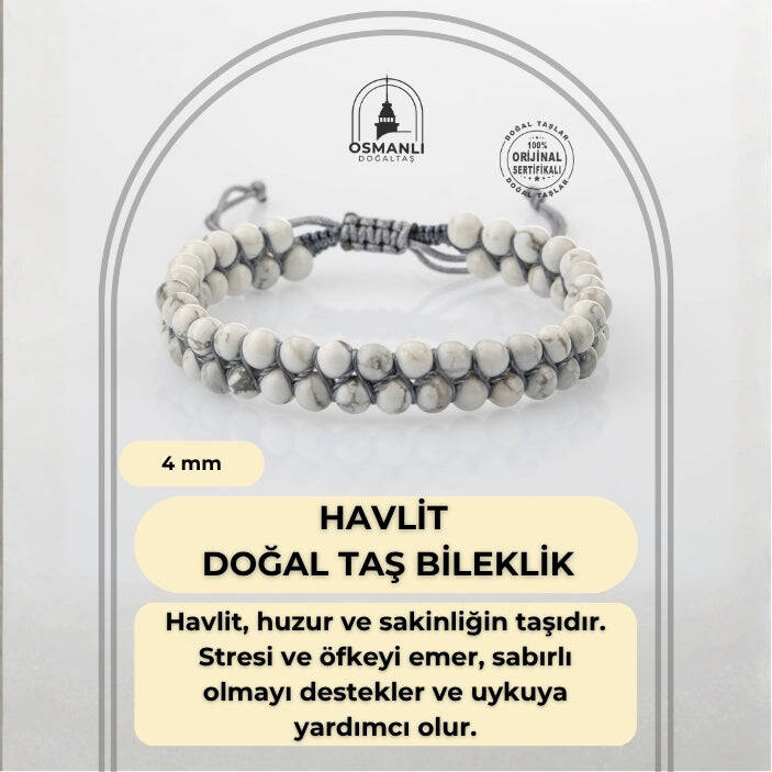 Havlit 4mm Çift Sıra Doğal Taş Bileklik - 2