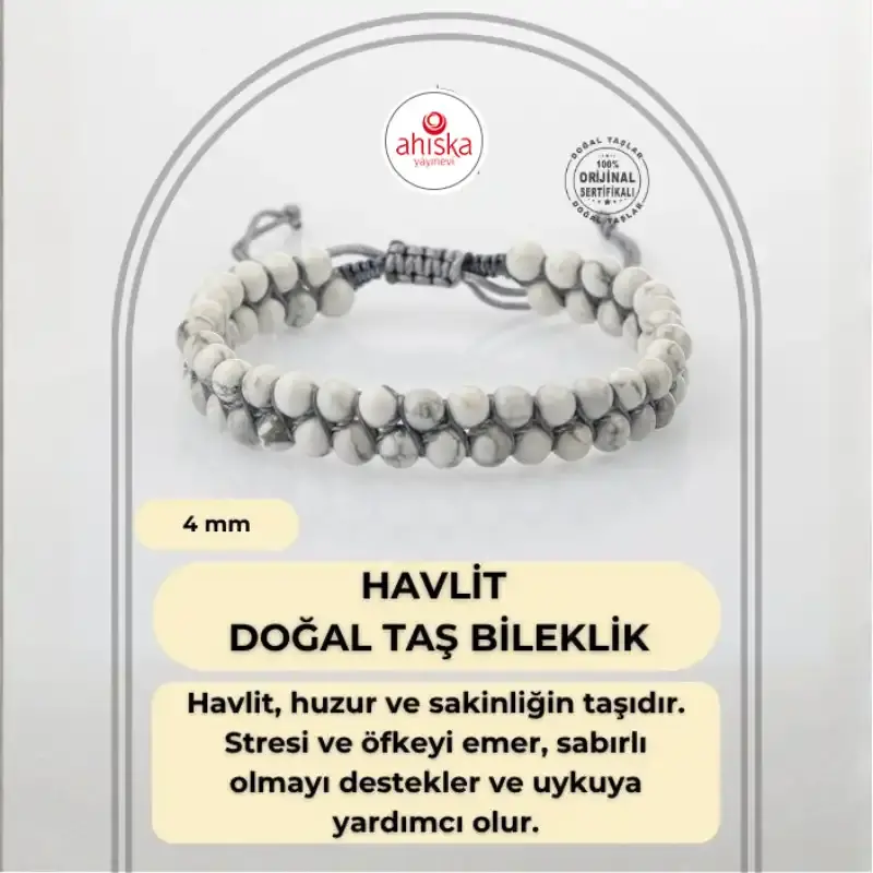 Havlit 4mm Çift Sıra Doğal Taş Bileklik