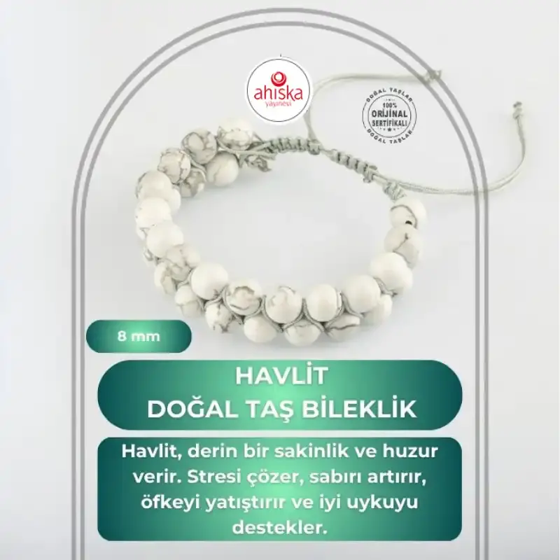 Havlit 8mm Çift Sıra Makrome Doğal Taş Bileklik