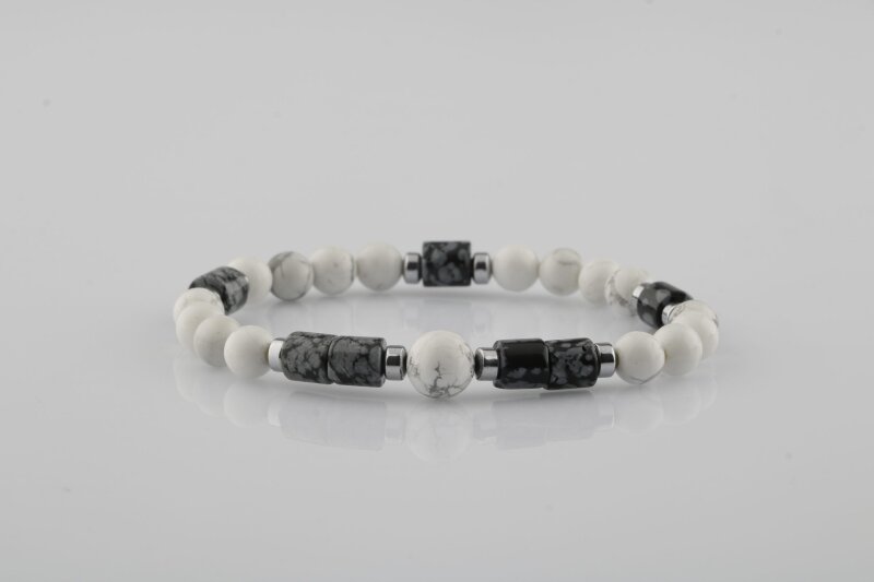 Havlit-Karlı Obsidyen-Hematit Doğal Taş Bileklik - Doğal Taş