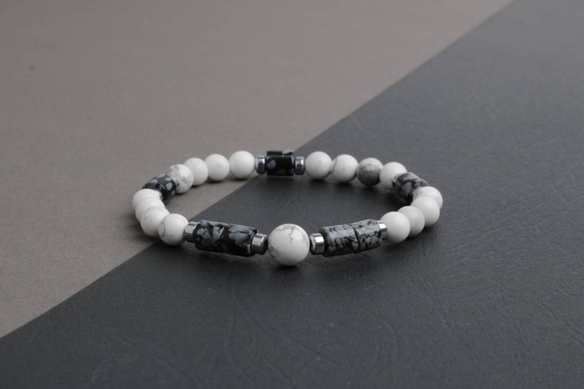 Havlit-Karlı Obsidyen-Hematit Doğal Taş Bileklik - 3