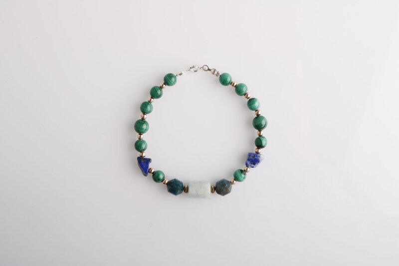 Hazel, Malahit-Lapis-Apatit-Akuamarin Doğal Taş Bileklik - 2