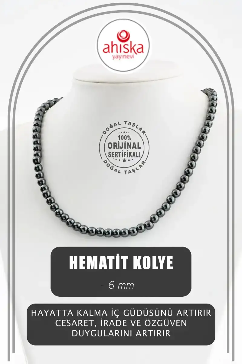 Hematit 6 mm Dizi Doğal Taş Kolye