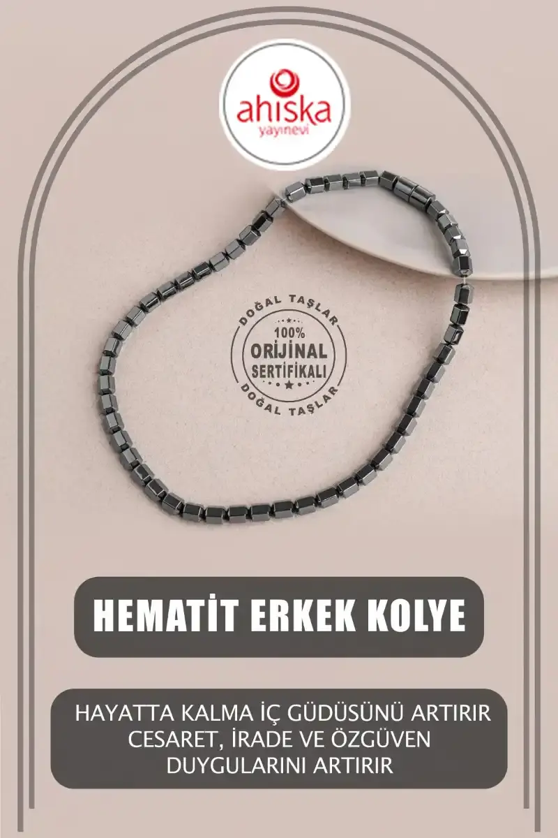 Hematit Doğal Taş Erkek Kolye - 1