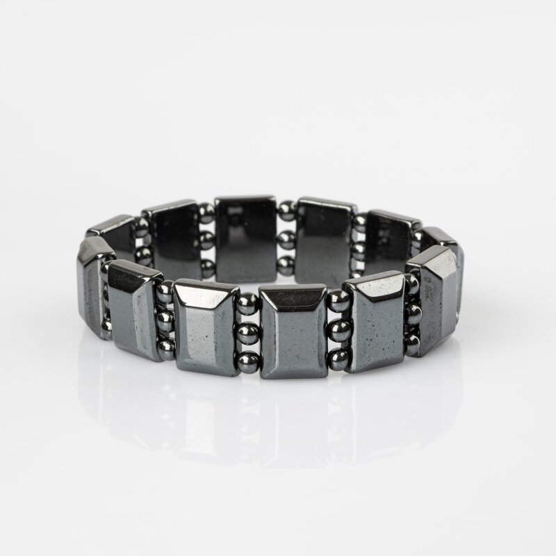 Hematit Doğal Taş Özel Kesim Geniş Kesim Bileklik - 5
