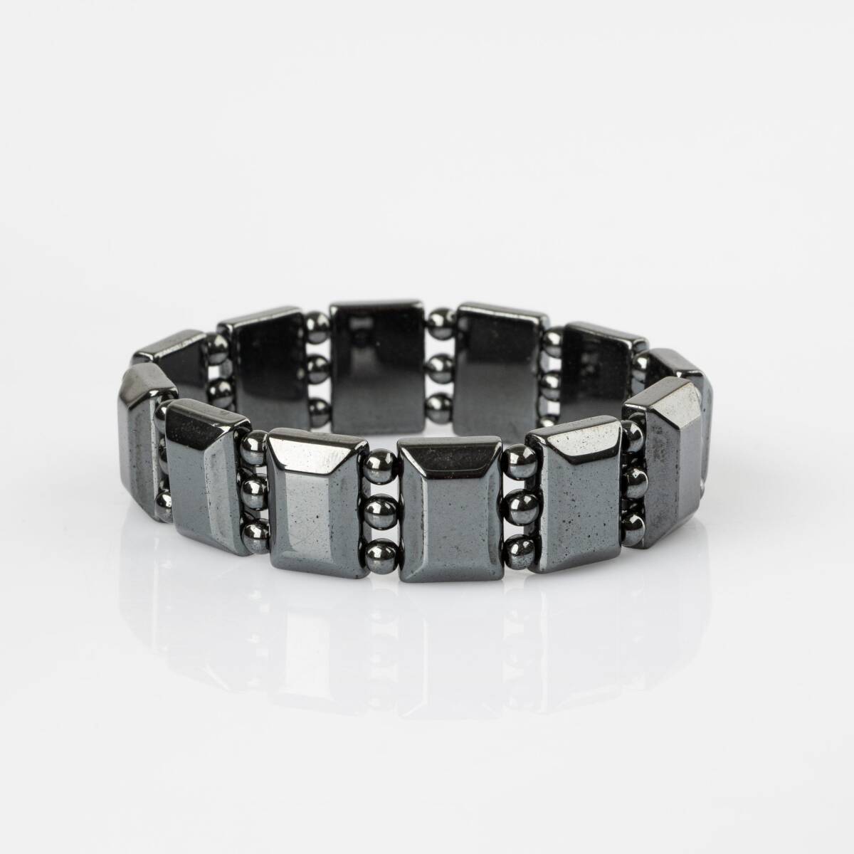 Hematit Doğal Taş Özel Kesim Geniş Kesim Bileklik - 5