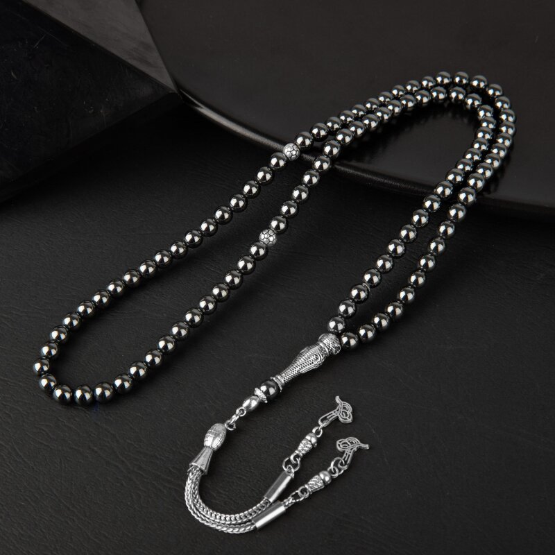 Hematit Doğal Taş Tesbih 99luk - 6mm - 5