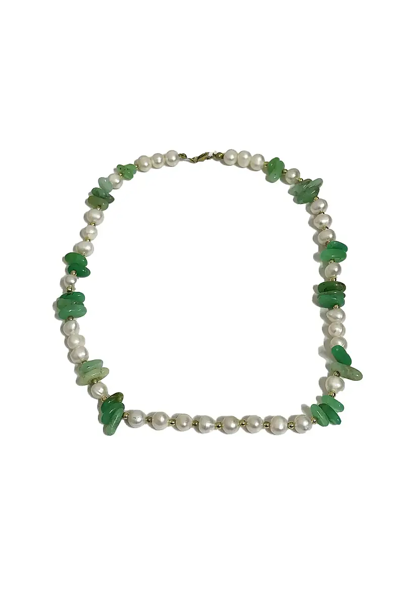 Hematit İnci Krizopras Kolye Doğal Taş Kolye - 1