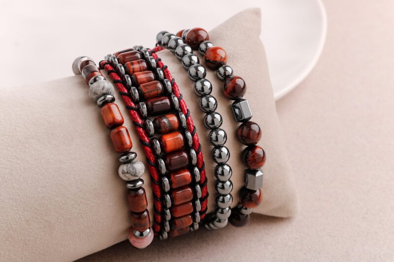 Hematit-Kaplan Gözü-Labradorit Erkek Doğal Taş Bileklik Seti - Doğal Taş