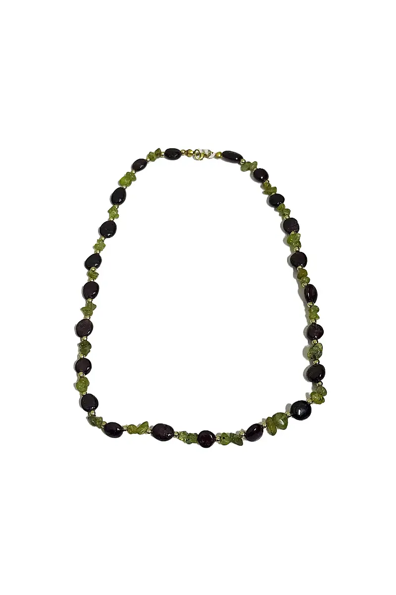 Hematit Lal Zebercet Gümüş Kapama Doğal Taş Kolye - 1