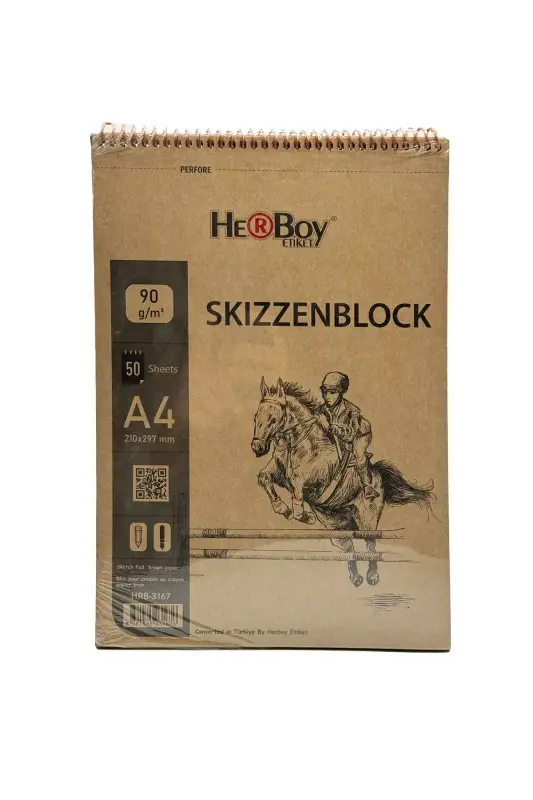 Herboy Skızzenblock A4 90Gr Kraft Dik Spr 50Li - Herboy Etiket