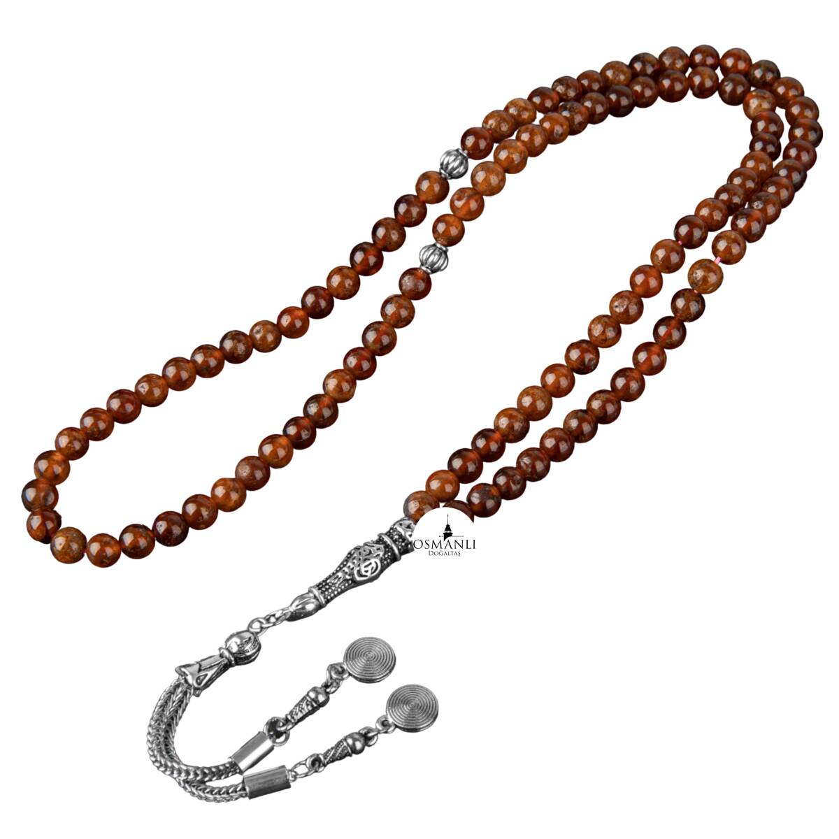 Hessonit Lal Doğal Taş Tesbih 99luk - 6mm - 2