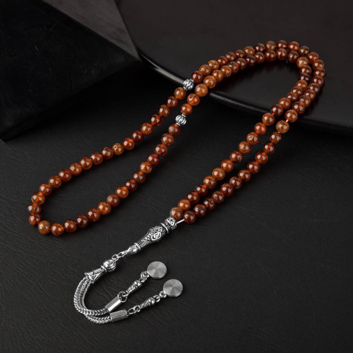 Hessonit Lal Doğal Taş Tesbih 99luk - 6mm - 3