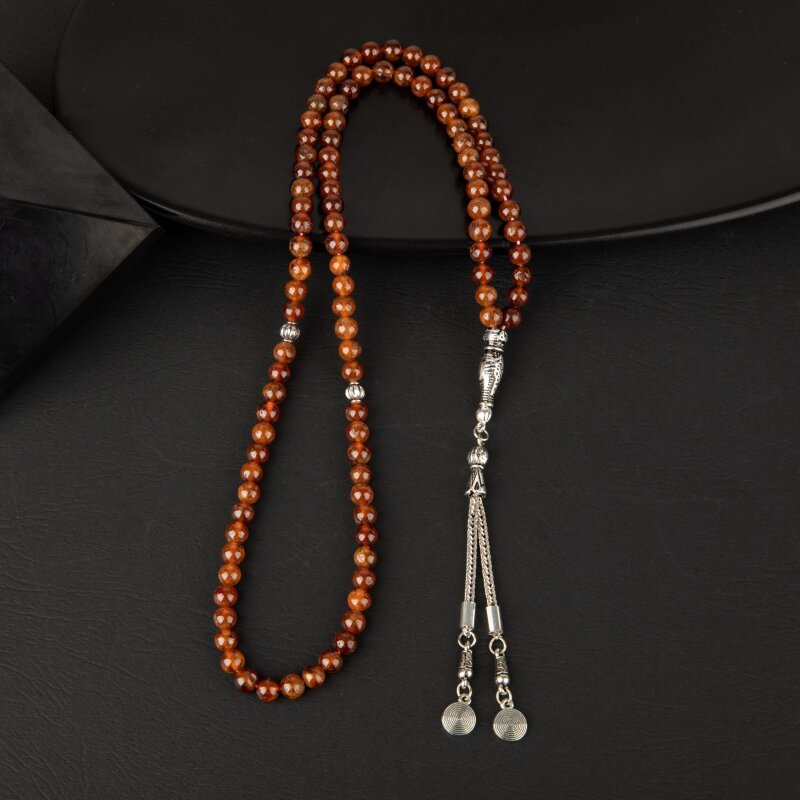 Hessonit Lal Doğal Taş Tesbih 99luk - 6mm - 4