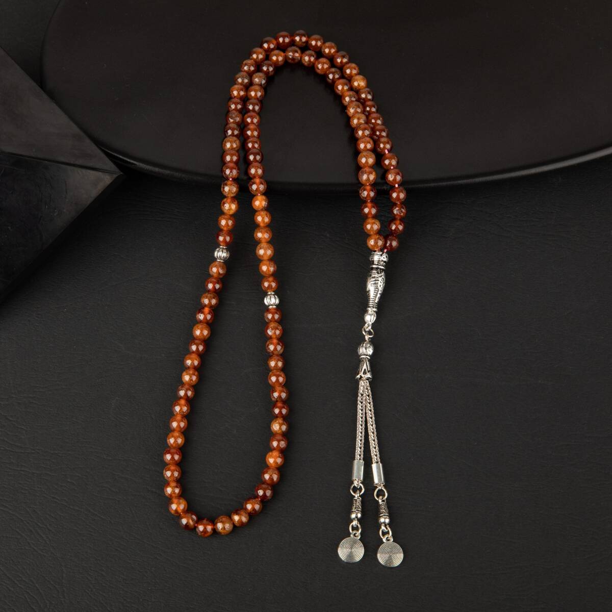 Hessonit Lal Doğal Taş Tesbih 99luk - 6mm - 4