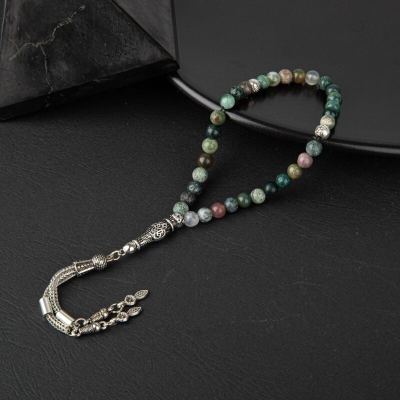 Hint Akiği Doğal Taş Tesbih 33lük - 6mm - 2