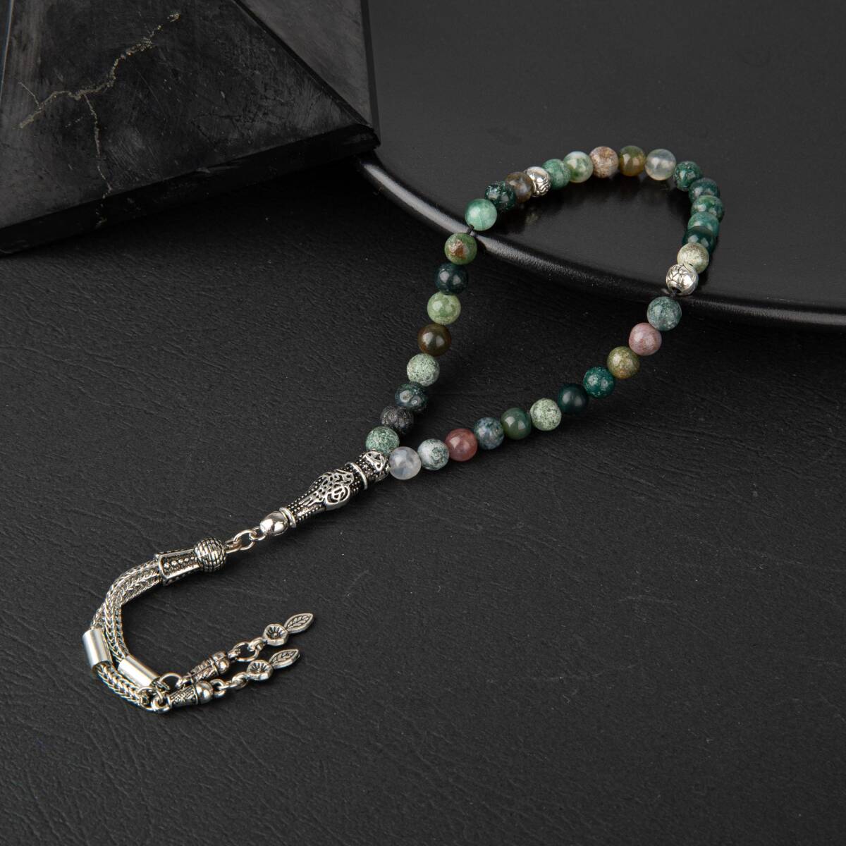 Hint Akiği Doğal Taş Tesbih 33lük - 6mm - 2