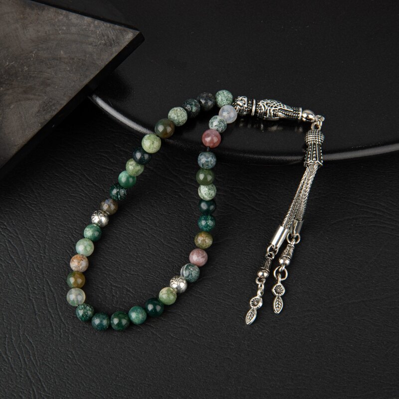 Hint Akiği Doğal Taş Tesbih 33lük - 6mm - 3