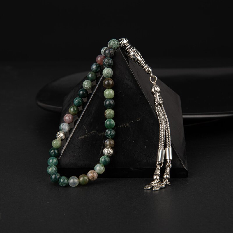 Hint Akiği Doğal Taş Tesbih 33lük - 6mm - 4