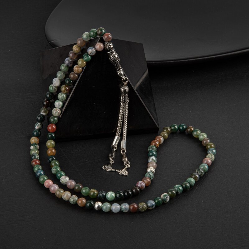 Hint Akiği Doğal Taş Tesbih 99luk - 6mm - 2