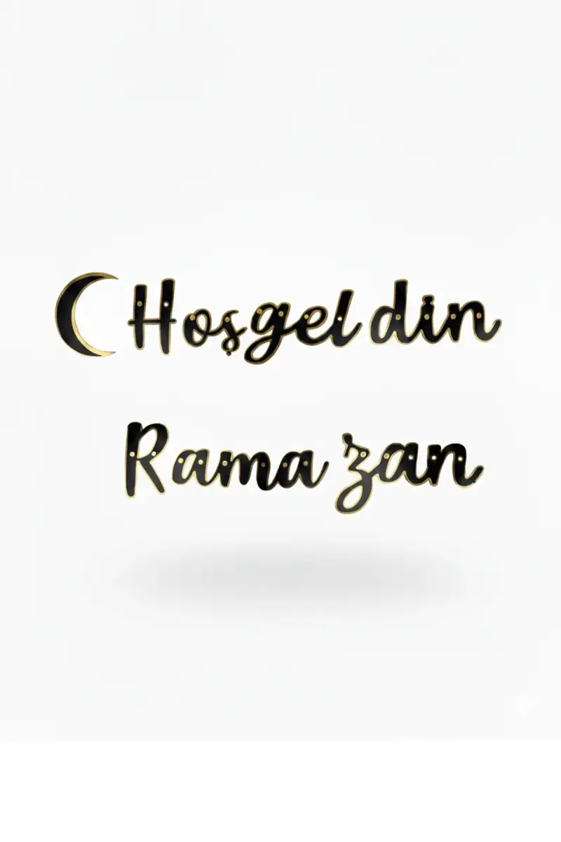 Hoş geldin Ramazan Varaklı Kaligrafi Yazı - 1