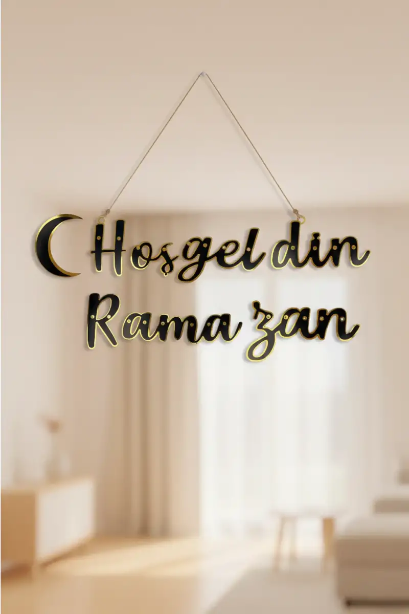 Hoş geldin Ramazan Varaklı Kaligrafi Yazı - 2
