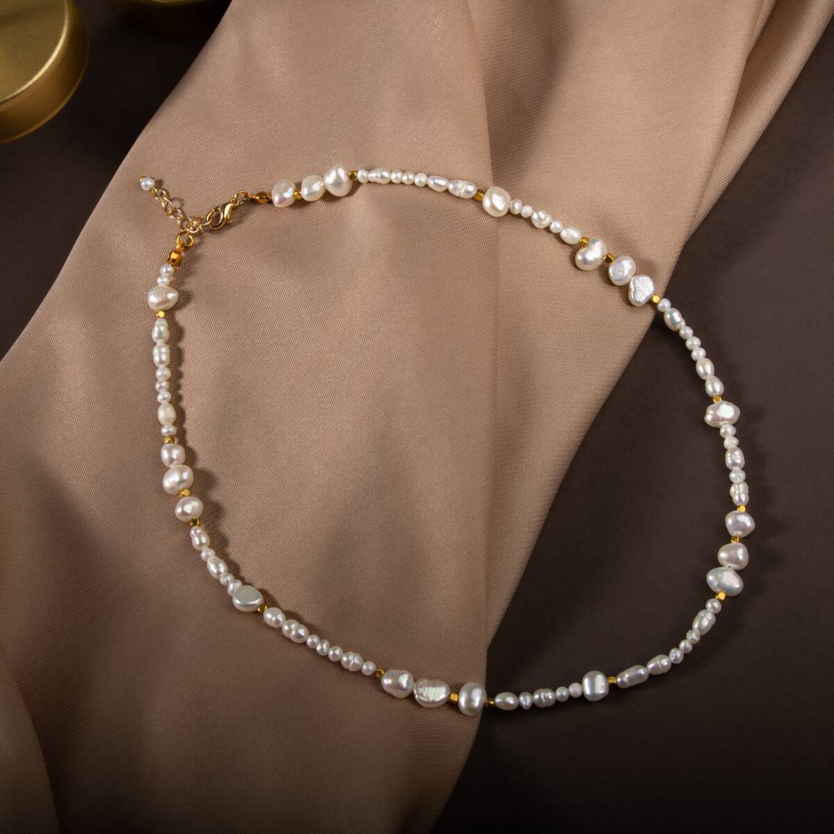 İnci Altın Kaplama Doğal Taş Kolye - 1