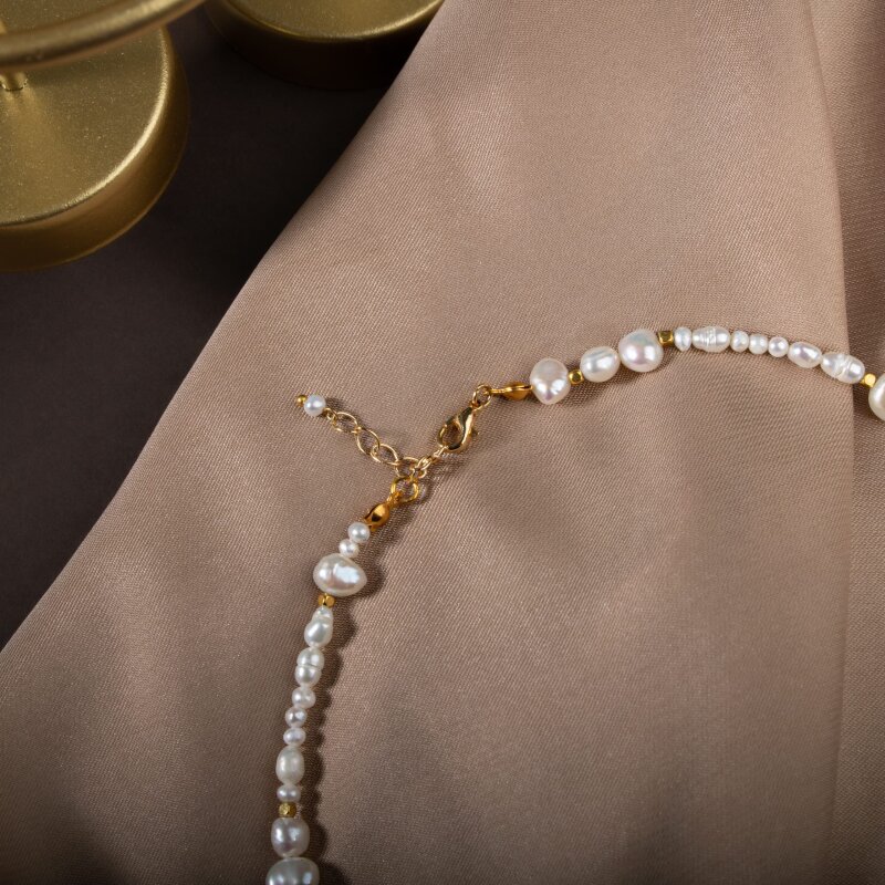 İnci Altın Kaplama Doğal Taş Kolye - 3