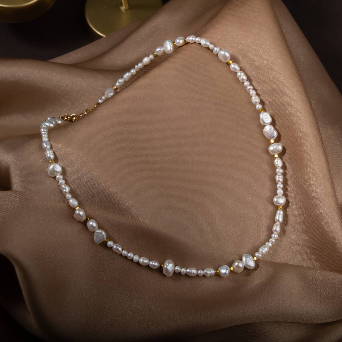 İnci Altın Kaplama Doğal Taş Kolye - 4