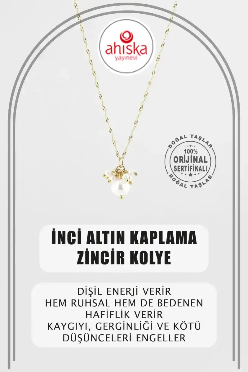İnci Altın Kaplama Zincir Doğal Taş Kolye