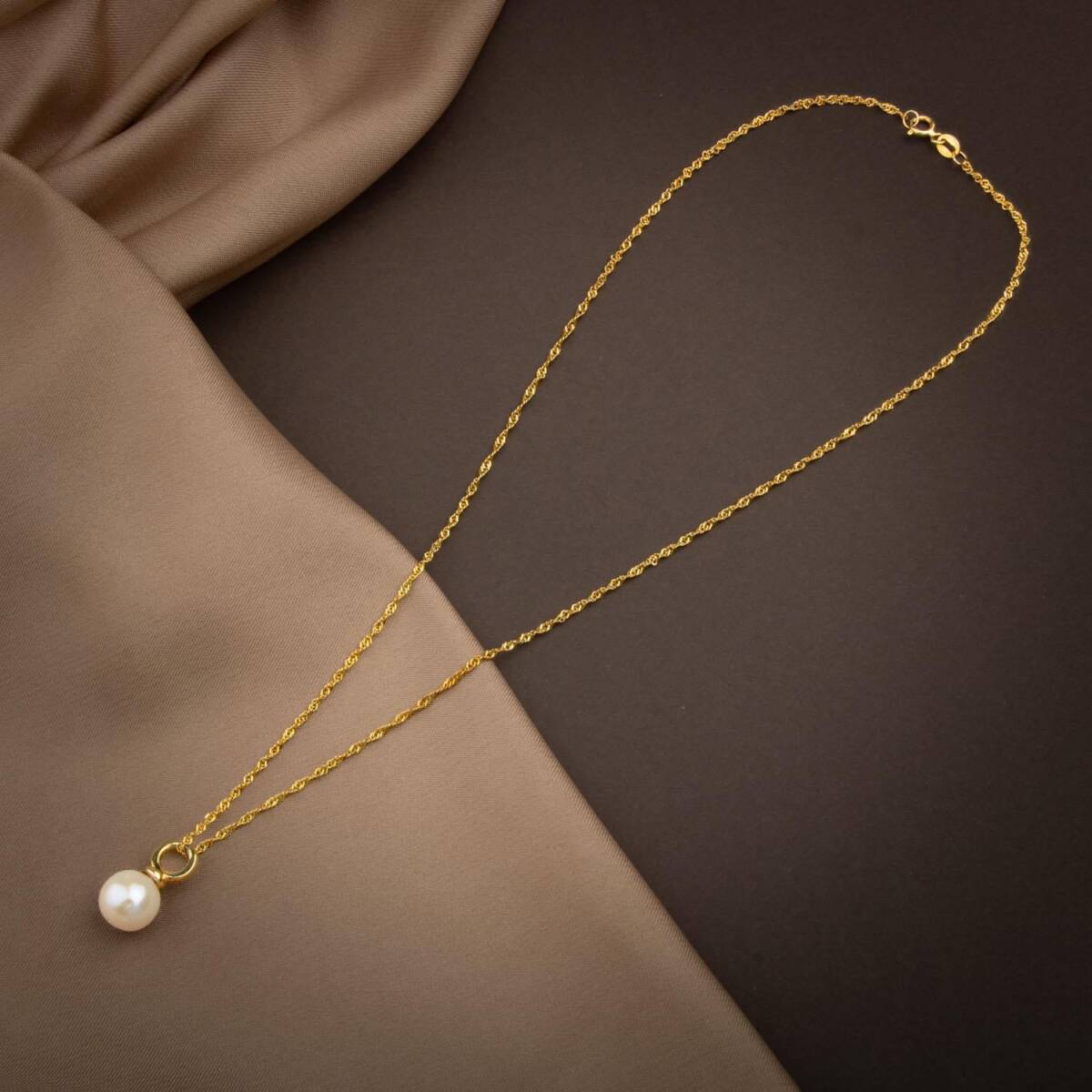 İnci Doğal Taş Gümüş Tasarım Zincir Kolye - 50cm - 3