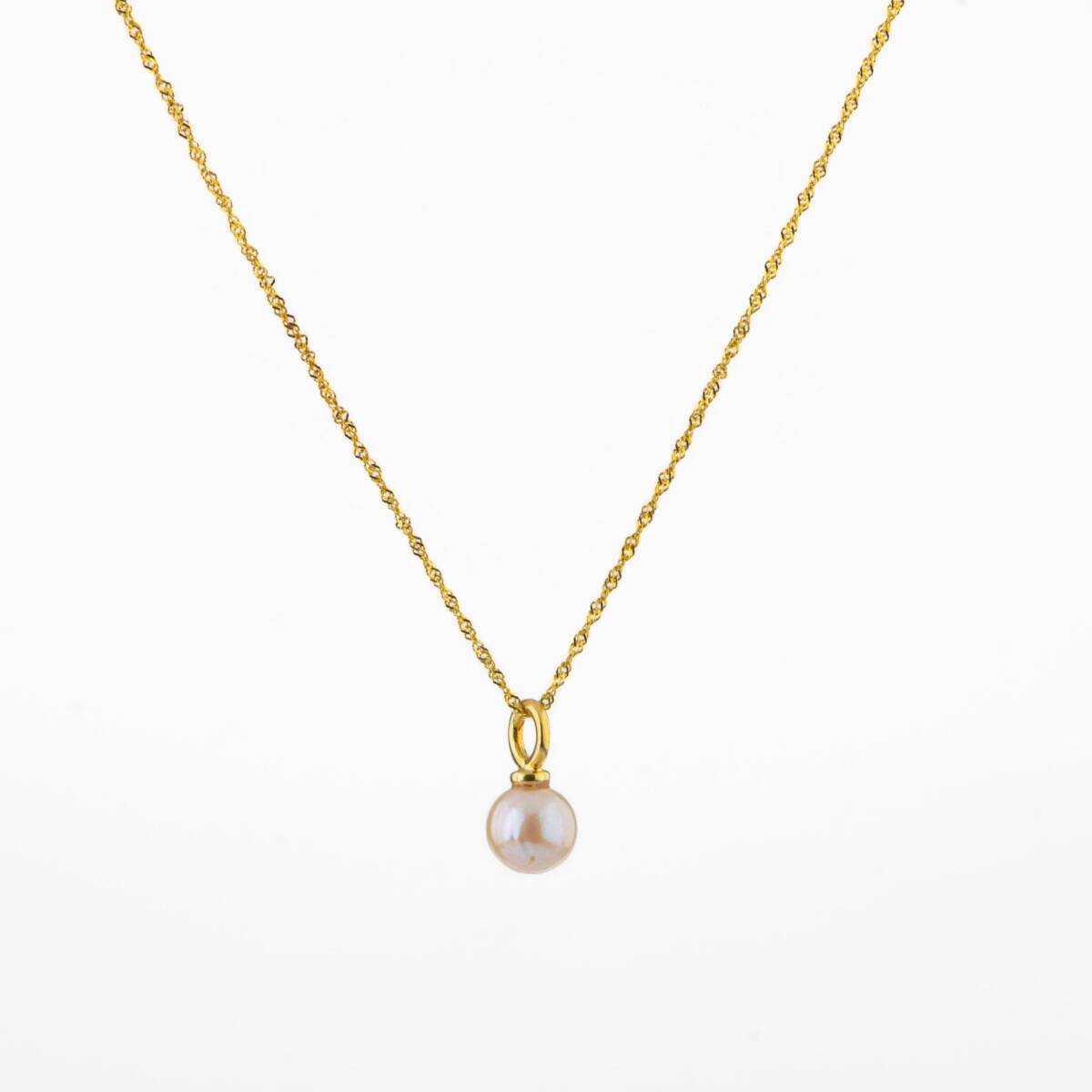 İnci Doğal Taş Gümüş Tasarım Zincir Kolye - 50cm - 6