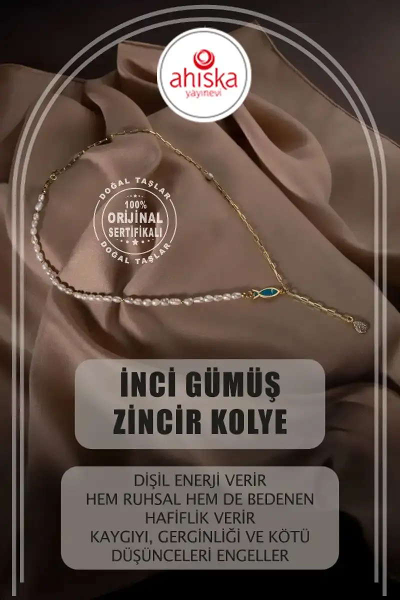 İnci Doğal Taş Gümüş Zincir Kolye