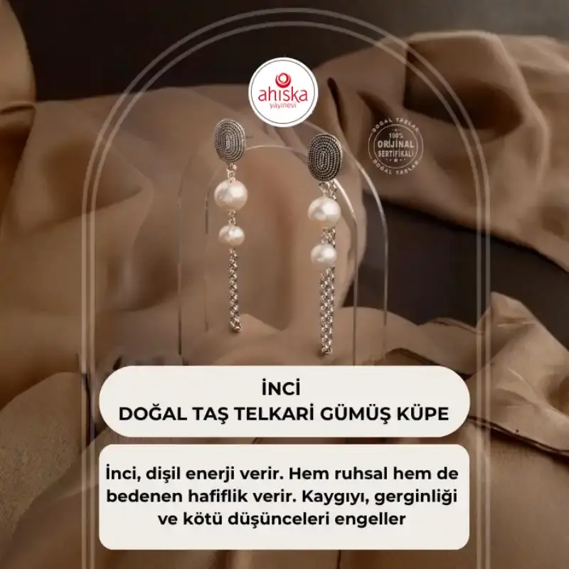 İnci Doğal Taş Telkari Gümüş Küpe - 2