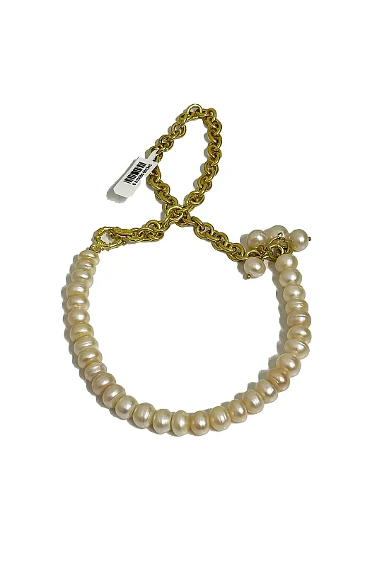 İnci Gümüş Altın Kaplama Zr Doğal Taş Kolye - Doğal Taş