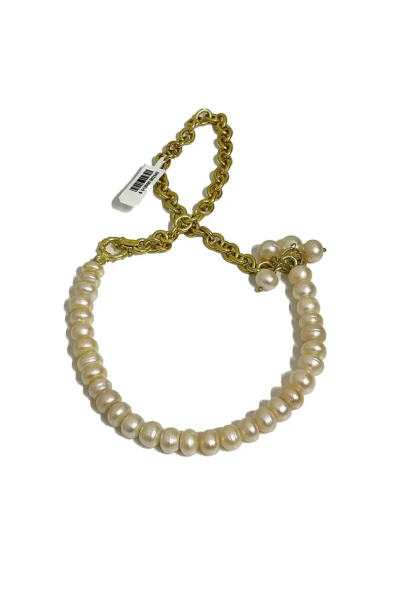 İnci Gümüş Altın Kaplama Zr Doğal Taş Kolye - 1