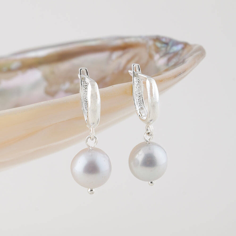 İnci Gümüş Doğal Taş Küpe - 1