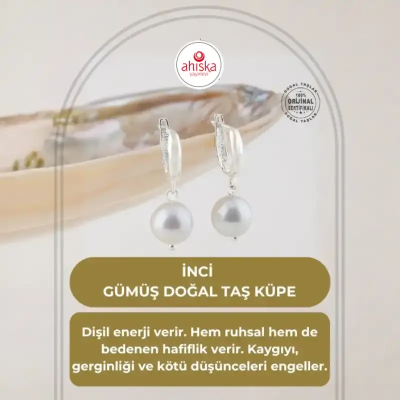 İnci Gümüş Doğal Taş Küpe - 2